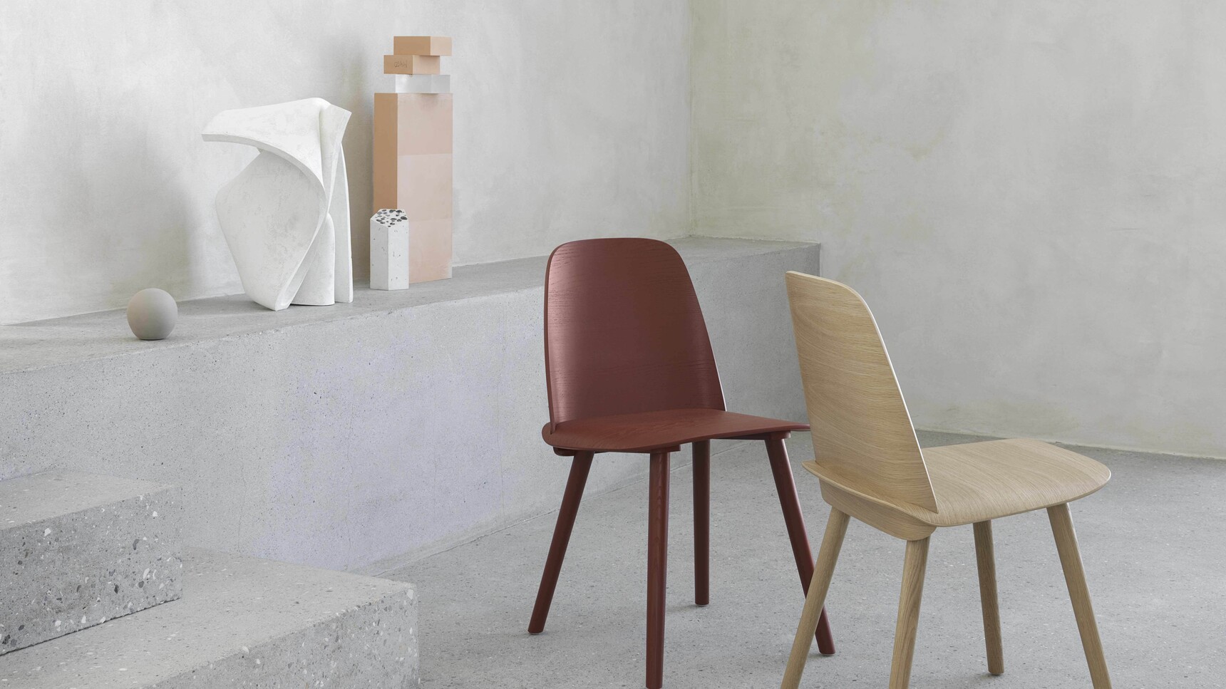 Muuto Nerd Chair Dark Red Oak Family Image