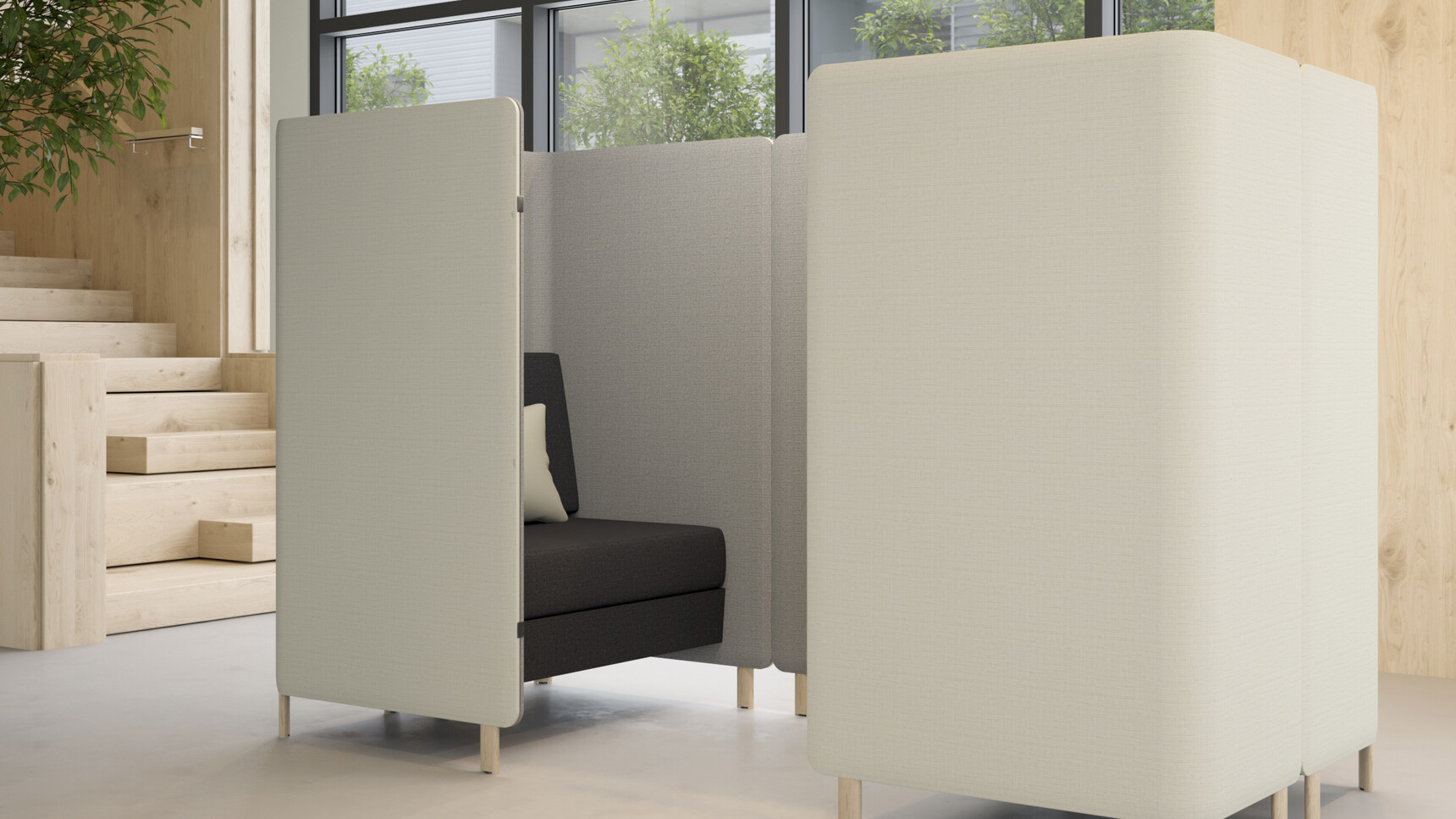 Elite Office Furniture Oases Seating Booth With Sofa White Finish Family Image