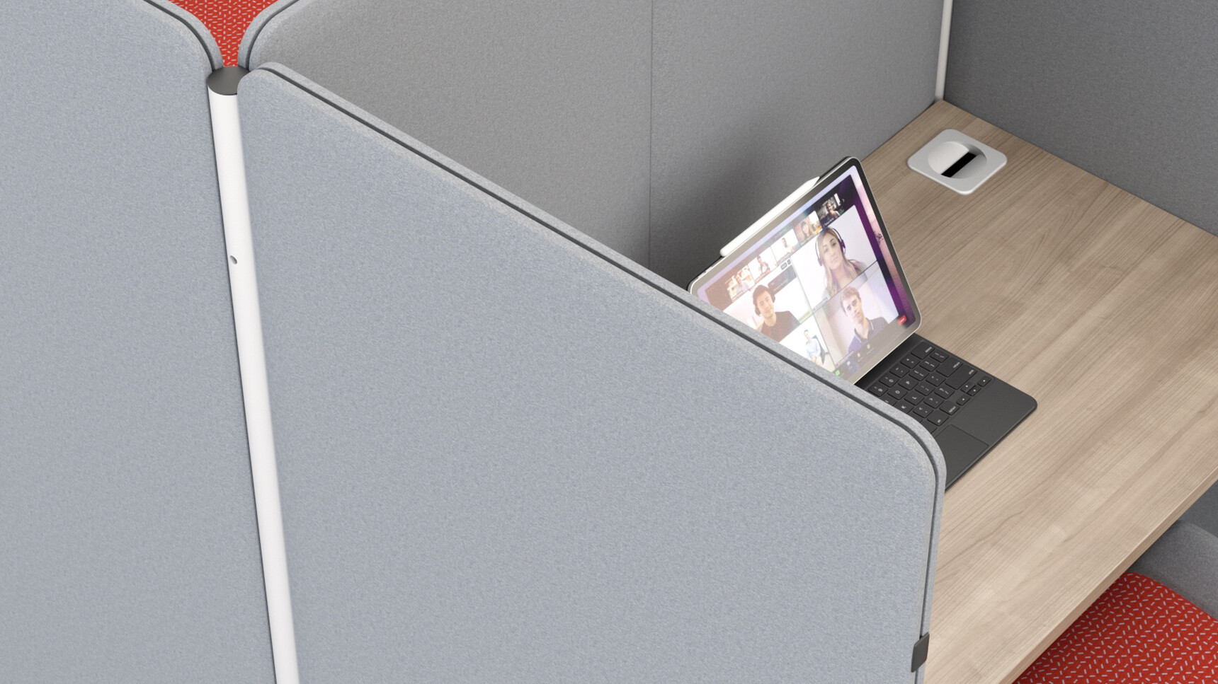 Elite Office Furniture Oases Desking Booth Grey Upholstery Detail Image