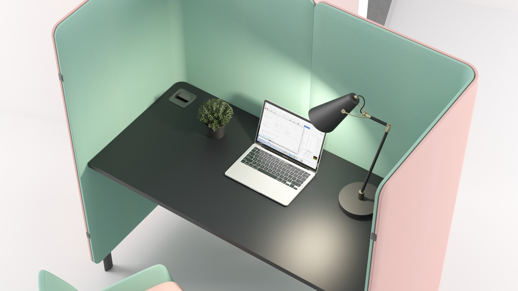 Elite Office Furniture Light Pink Green Upholstery Detail Image