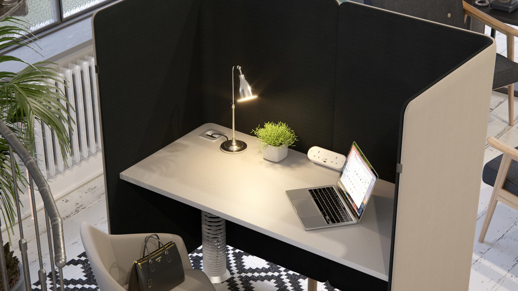 Elite Office Furniture Oases Desking Booth Black Grey Upholstery Detail Image