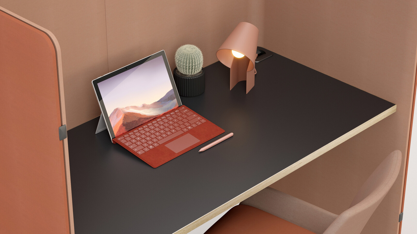 Elite Office Furniture Oases Desking Booth Orange Upholstery Detail Image