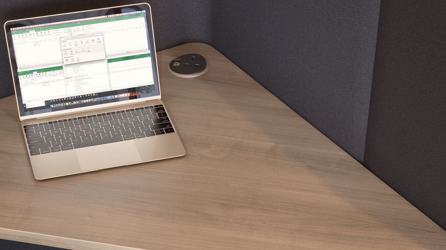 Elite Office Furniture Oases Desking Booth Wood Top With Laptop Detail Image