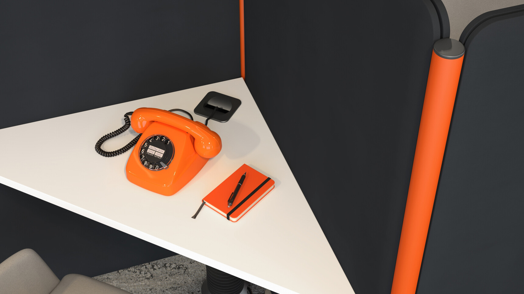 Elite Office Furniture Oases Desking Booth White Desk Detail Image