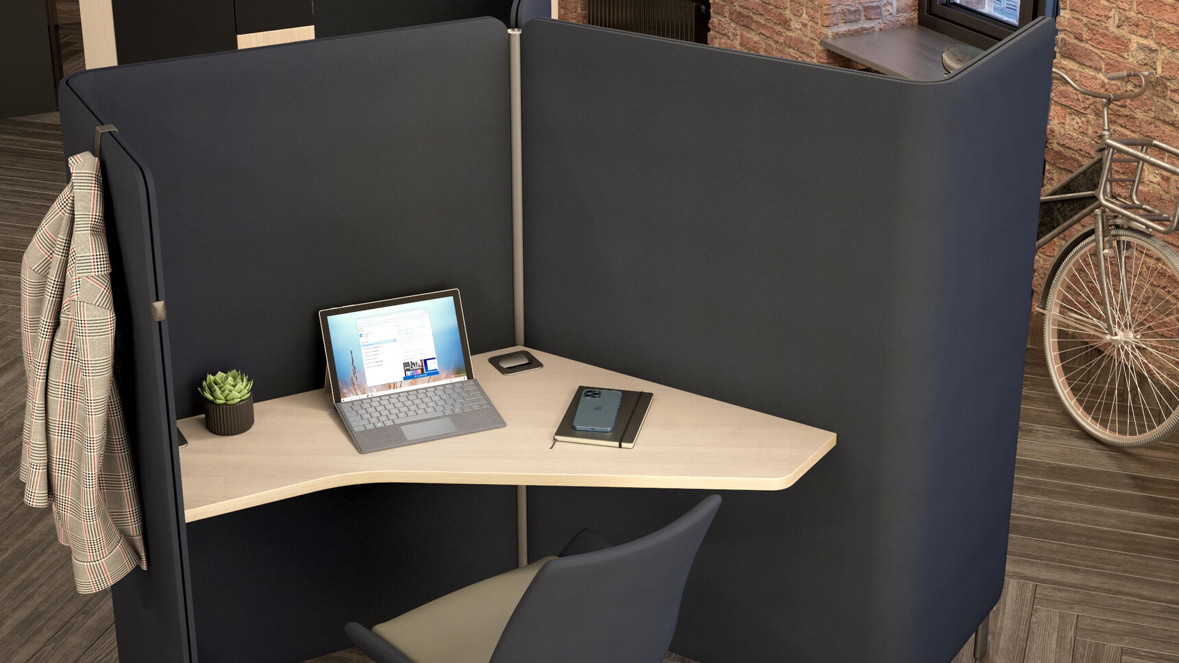 Elite Office Furniture Oases Desking Booth Dark Upholstery Detail Image