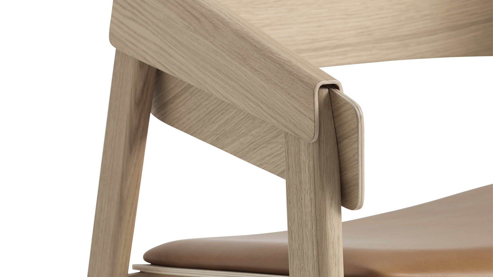 Muuto Cover Lounge Chair Oak Cognac Refine Detail Image