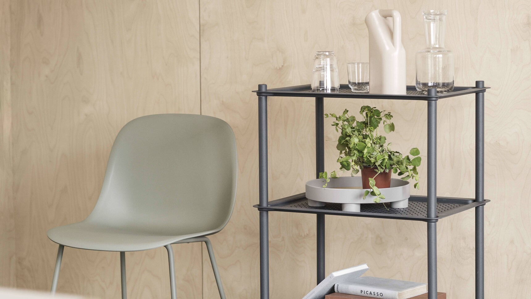 Muuto Fiber Side Chair Tube Dusty Green Flow Trolley 3 Layer Blue Grey Tub Jub Raise Carafe Glasses Platform Tray Family Image