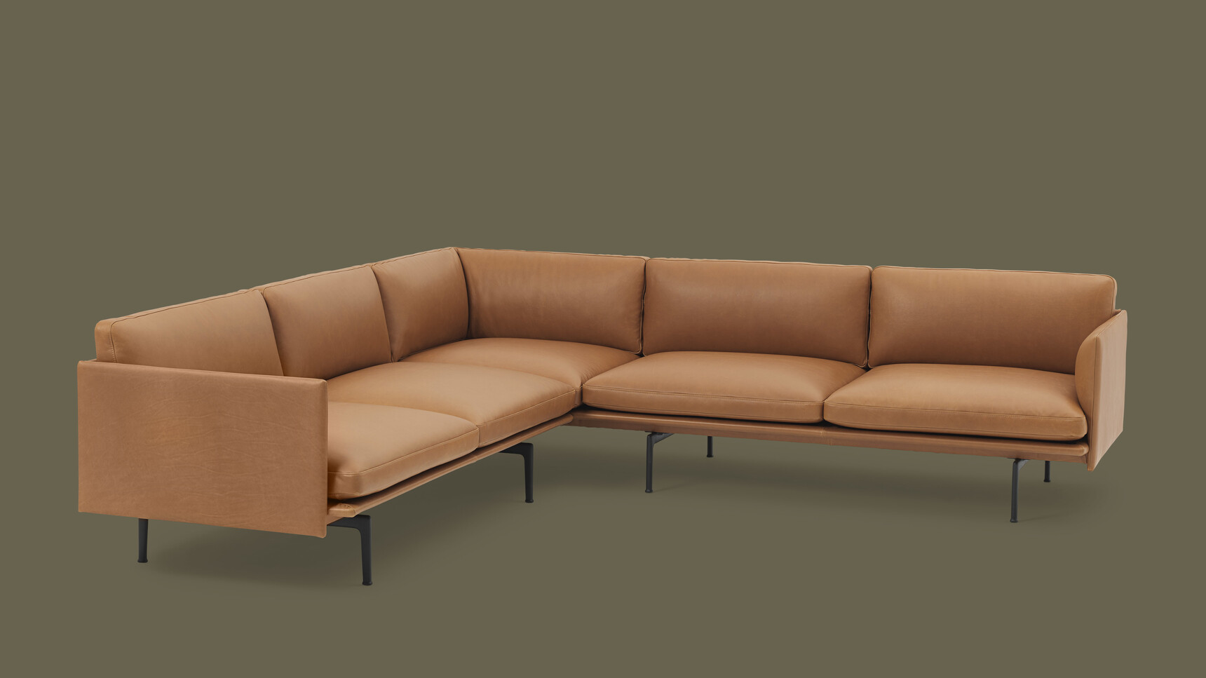 Muuto Outline Corner Sofa Cognac Refine Leather Family Image
