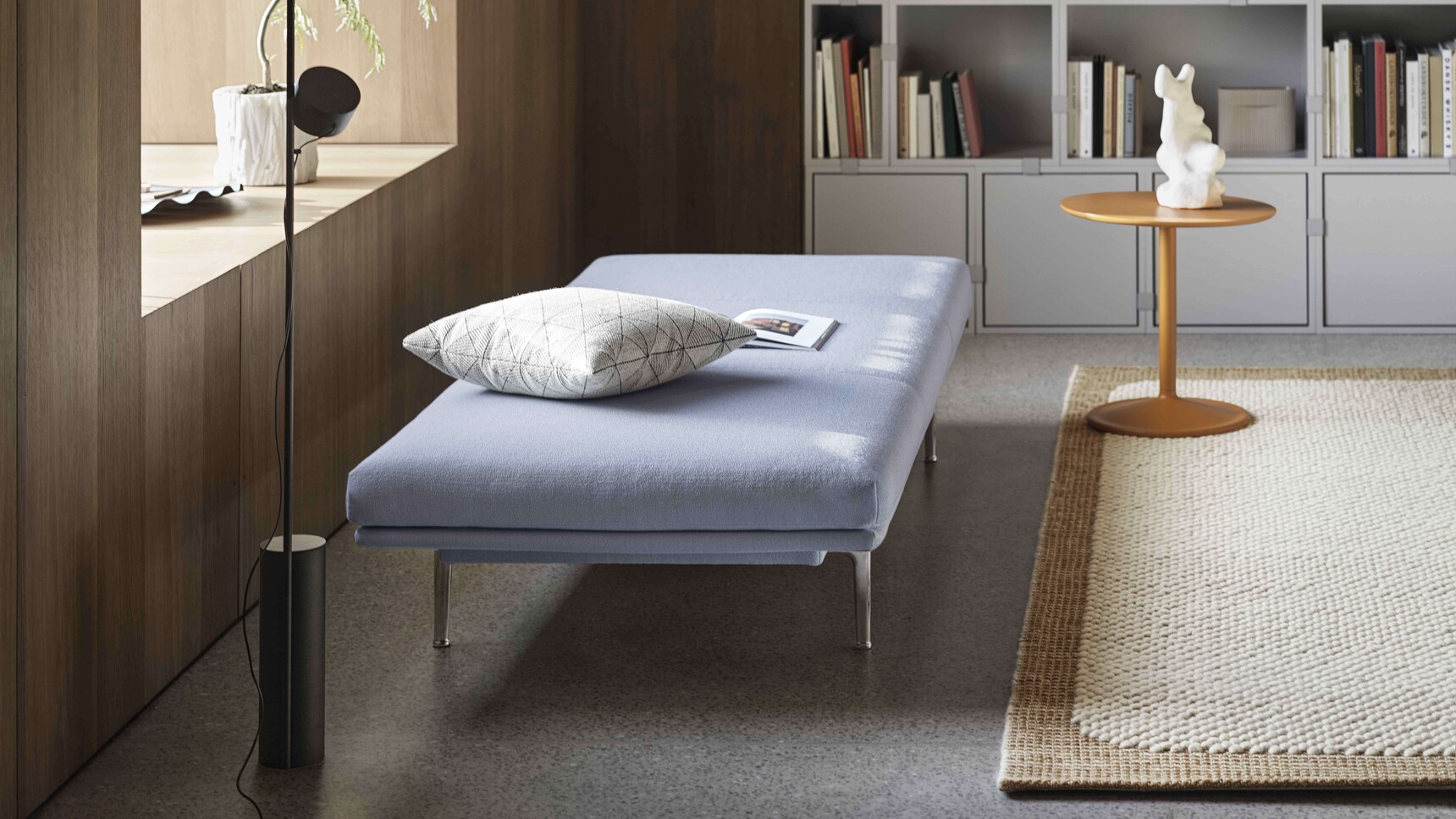 Muuto Outline Daybed Vidar 723 Polished Alu Stacked Grey Soft Side Orange O48 h48 Pebble Burnt Orange Ridge Beige Family Image