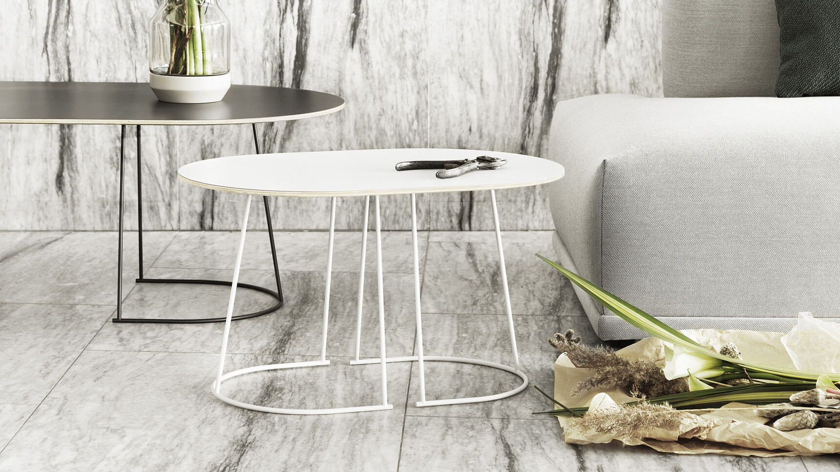 Muuto Airy Coffee Table Small White Connect Elevated Family Image