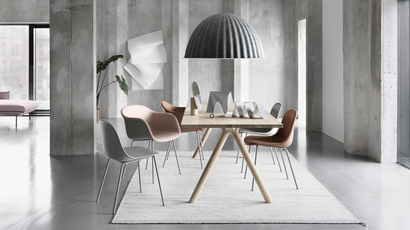 Muuto Split Table Fiber Side Armchair Tube Front Upholstery Mimic Under The Bell Family Image