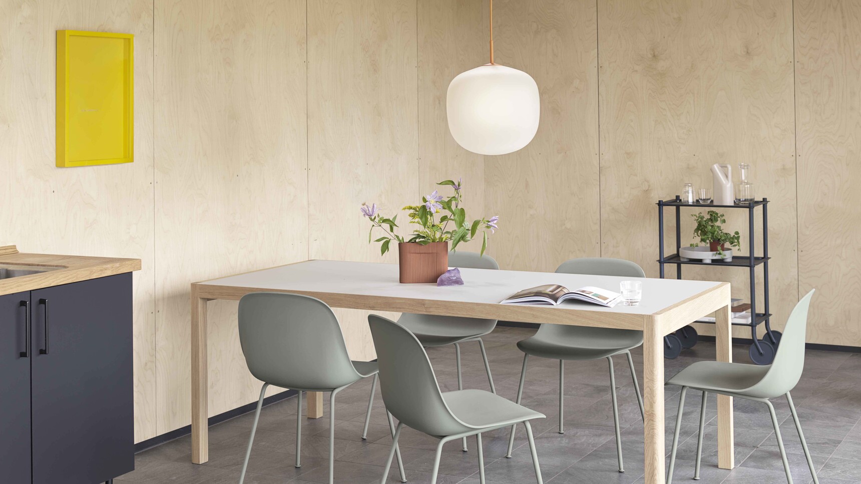 Muuto Fiber Side Chair Dusty Green Workshop Table 200cm Rime Pendant Lamp 37 Orange Flow Trolley Ridge H165 Family Image