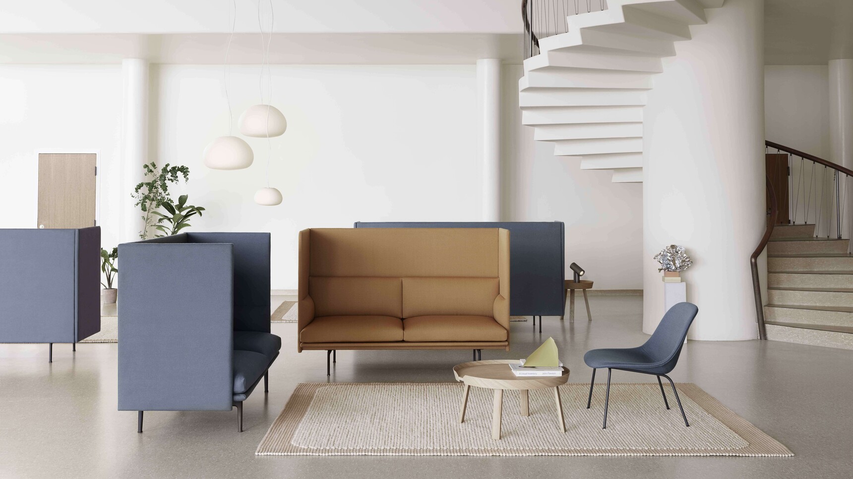 Muuto Outline Highback Pebble Fiber Lounge Around Fluid Pendant Lamp Family Image