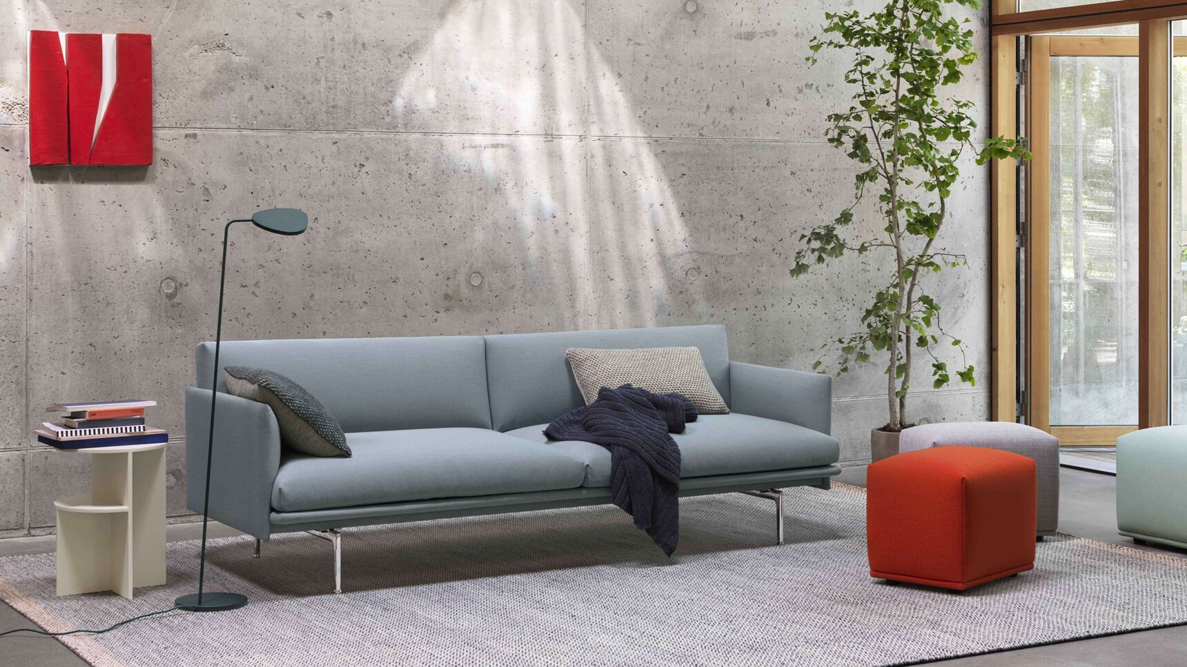 Muuto Outline Sofa Steelcut Trio 713 Halves Leaf Echo Pouffes Vidar 542 Remix 123 Forest Nap 912 Family Image