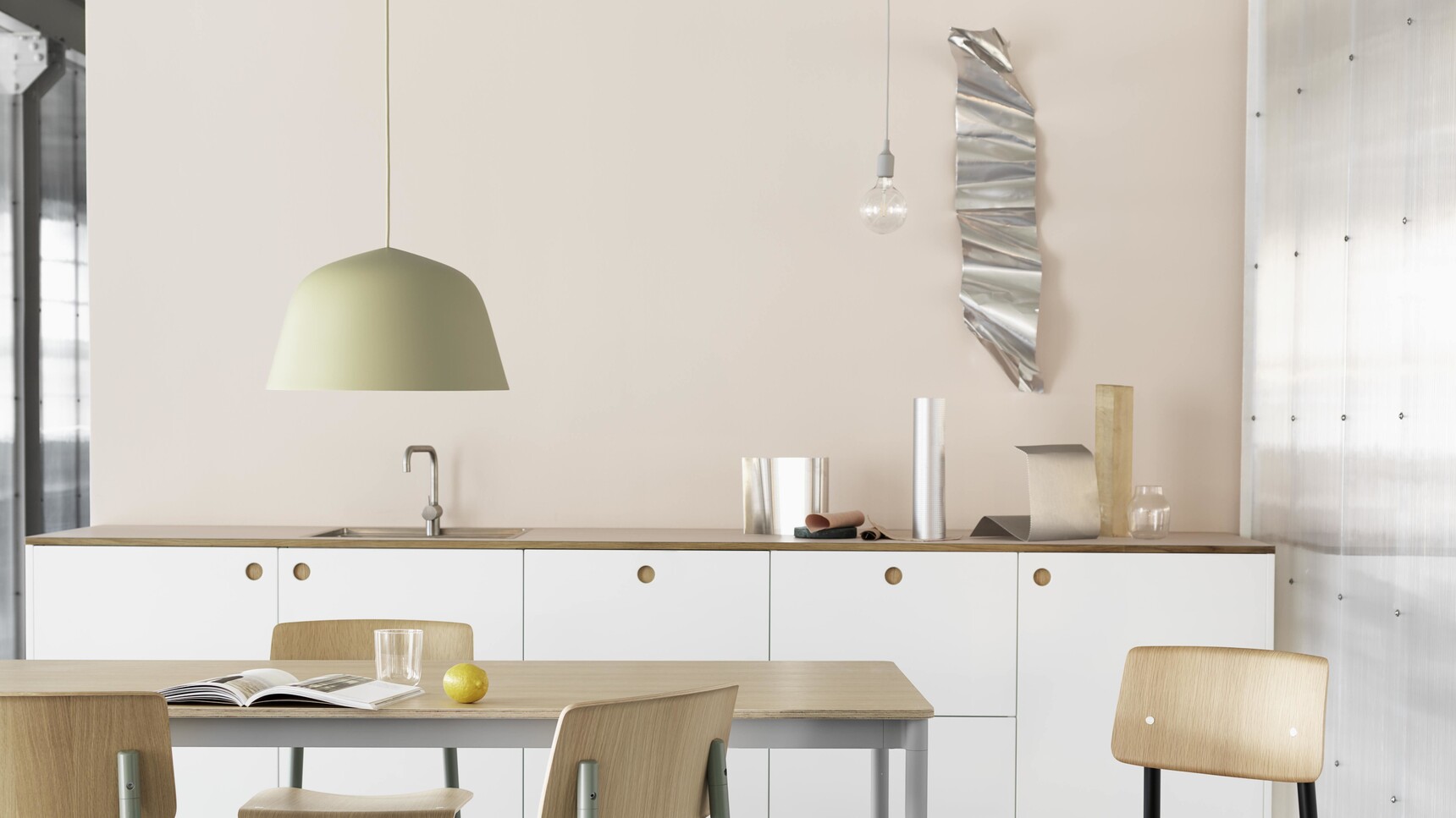 Muuto Loft Chair Base Table Oak Grey Ambit Lamp 400mm Beige Green Family Image