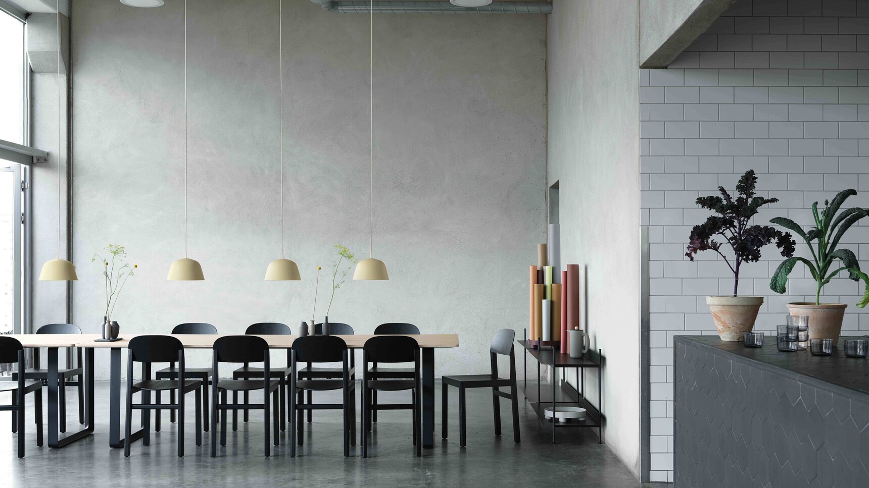 Muuto Workshop Chair Black 7070 Oak Ambit Lamp O25 Compile Balance Push Corky Family Image