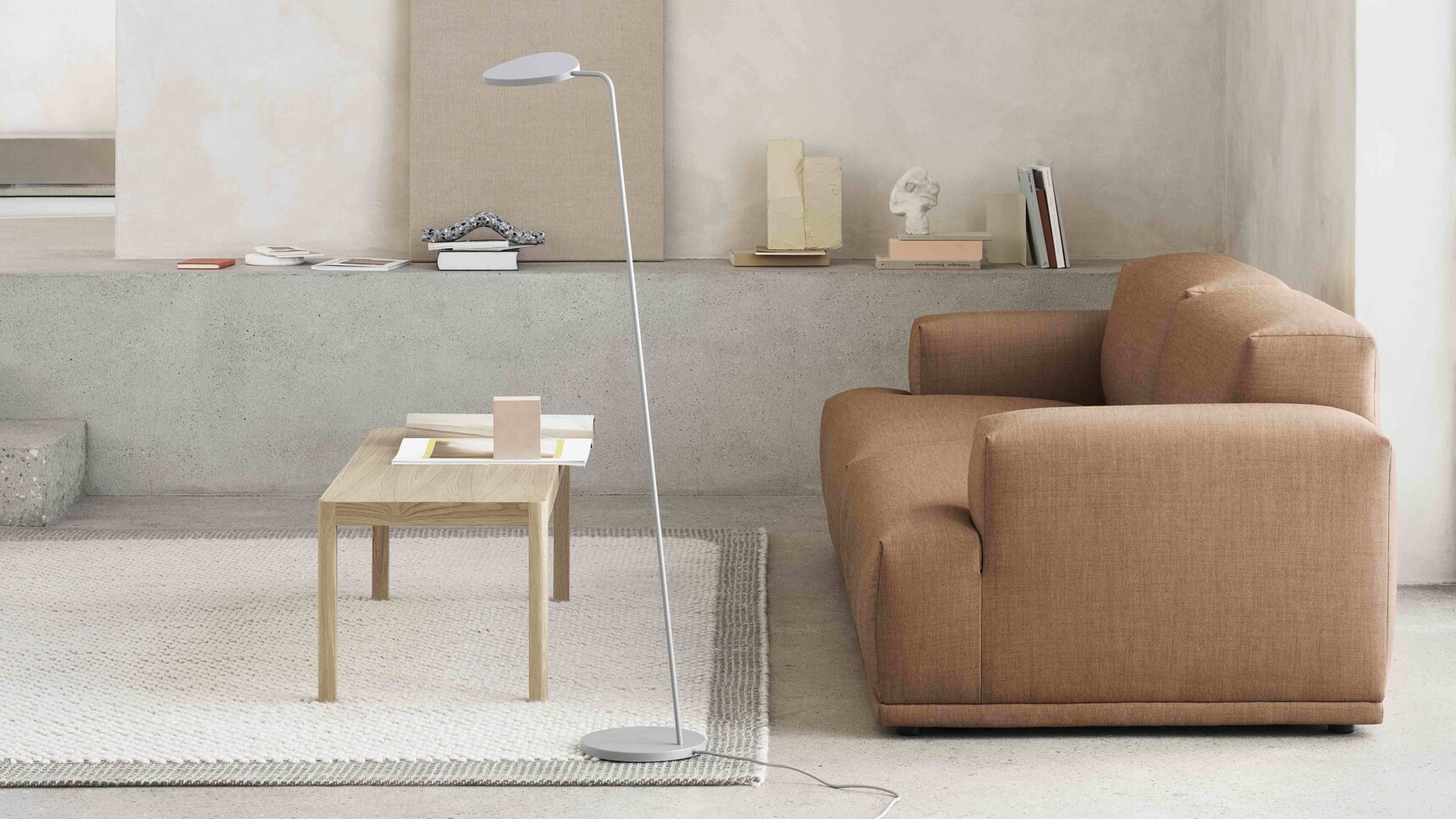 Muuto Workshop Coffee Table Oak Connect Remix 252 Leaf Floor Grey Pebble Light Grey Family Image