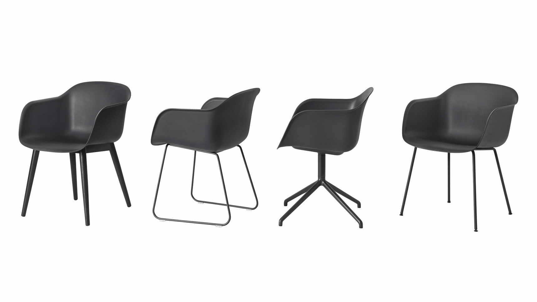 Muuto Fiber Chair Black All Base Family Image