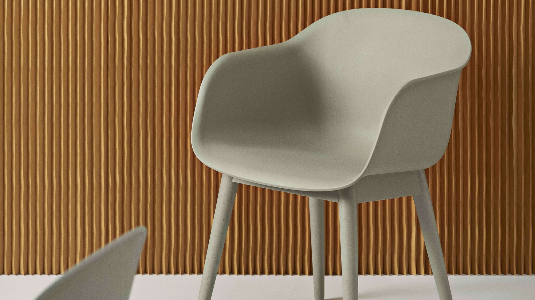 Muto Fiber Armchair Wood Base Dusty Green Concept Family Image