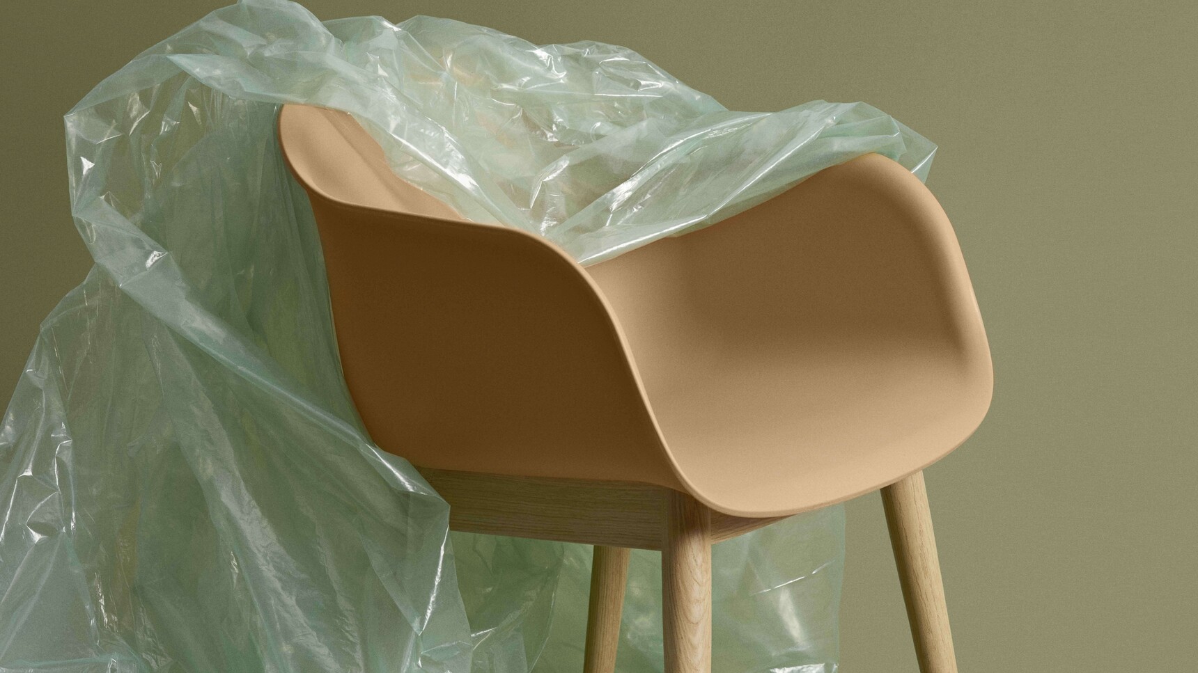 Muuto Fiber Armchair Wood Base Ochre Concept Family Image