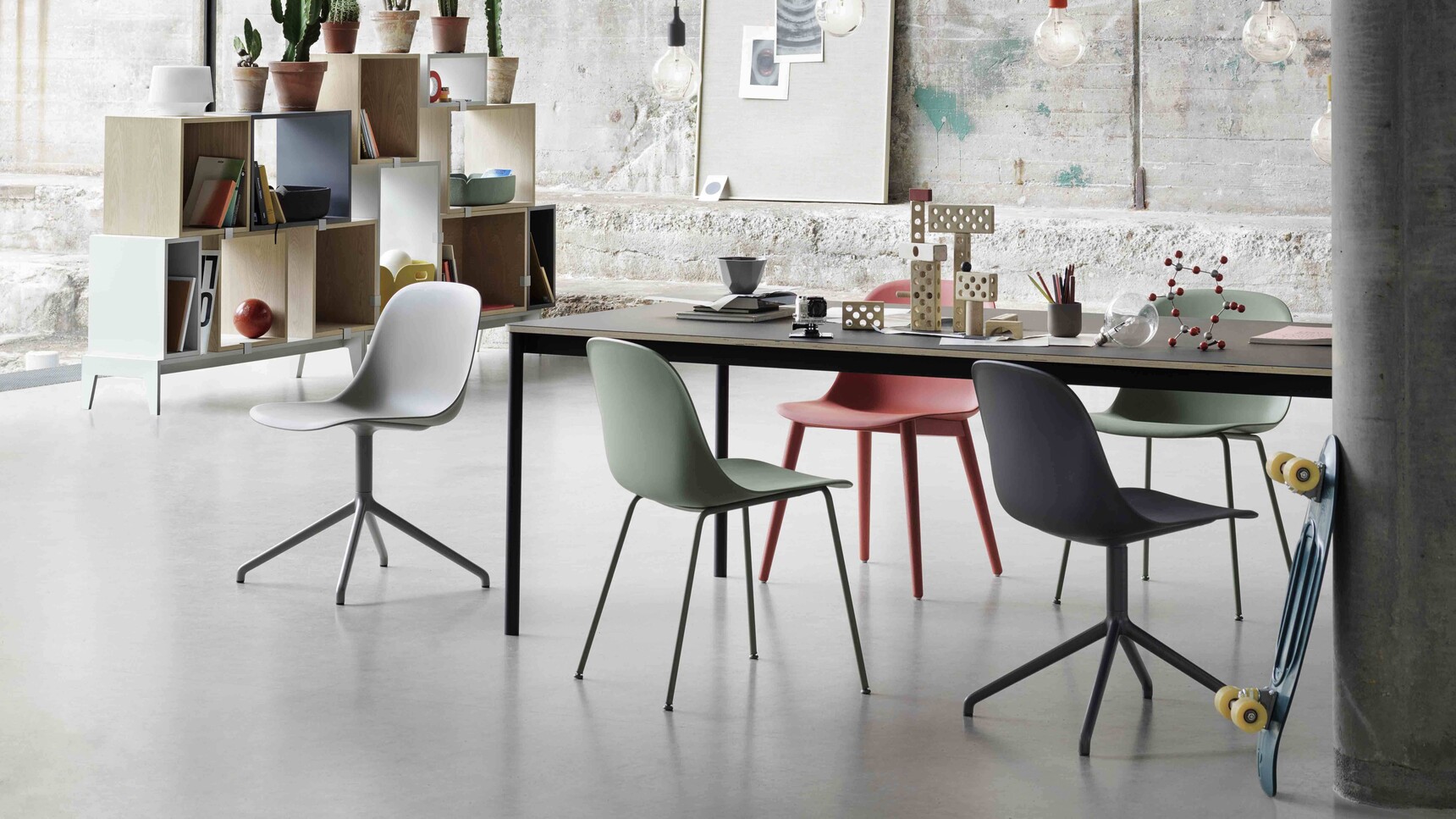 Muuto Fiber Side Chair Stacked E27 Base Table Family Image