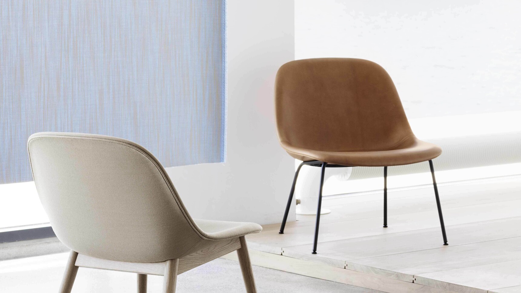 Muuto Fiber Lounge Chair PR Divina 154 St Trio 236 Cognac Refine Detail Image