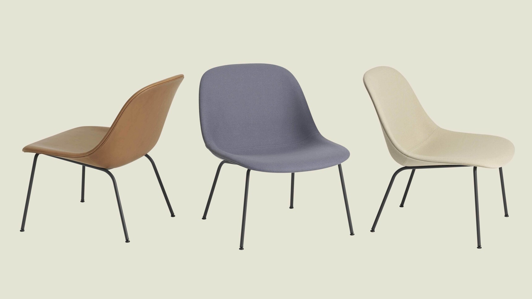 Muuto Fiber Lounge Cognac Refine Divina 154 Steelcut Trio 236 Group Image