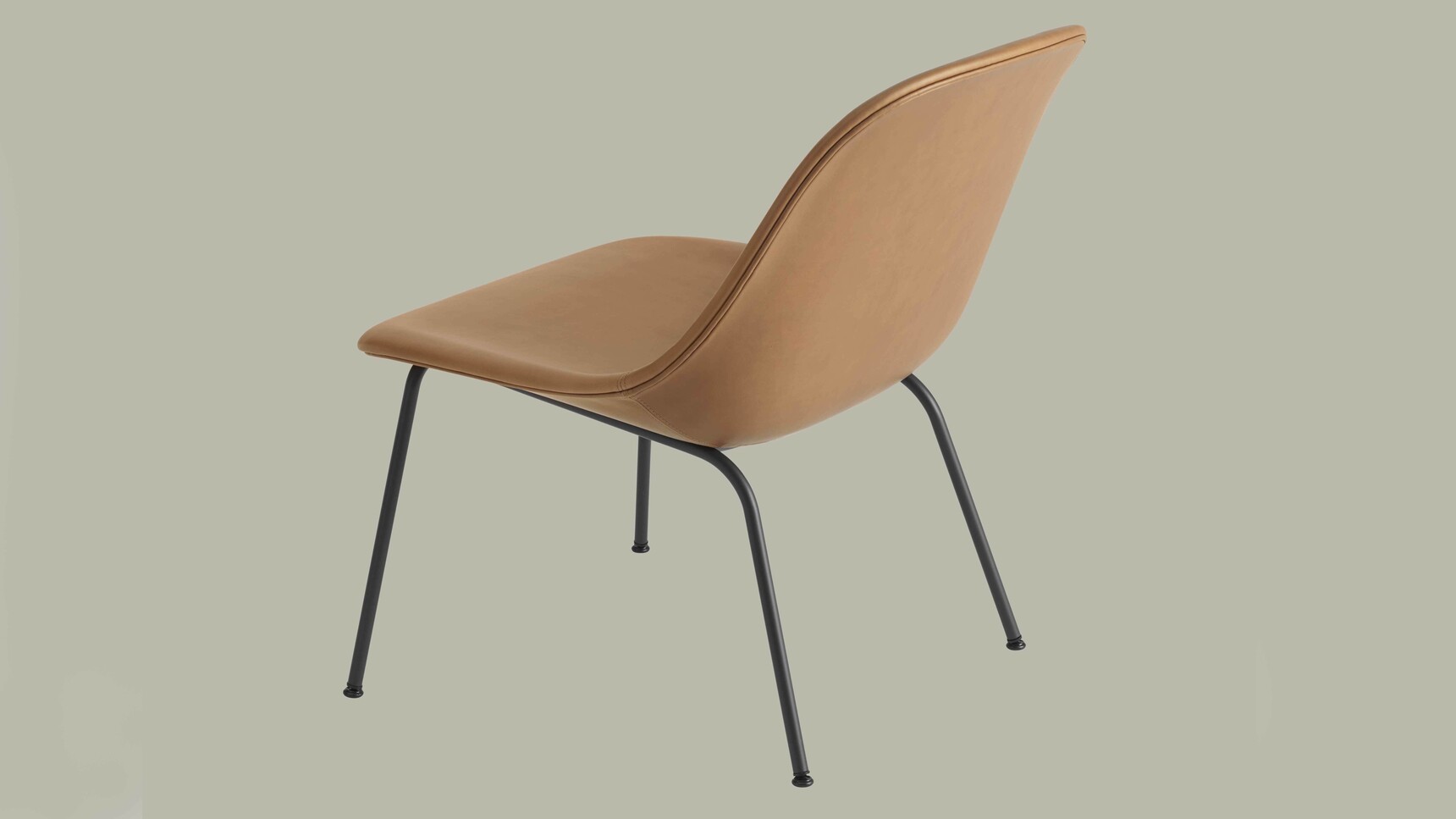 Muuto Fiber Lounge Tube Base Black Cognac Refine Back Angle Family Image