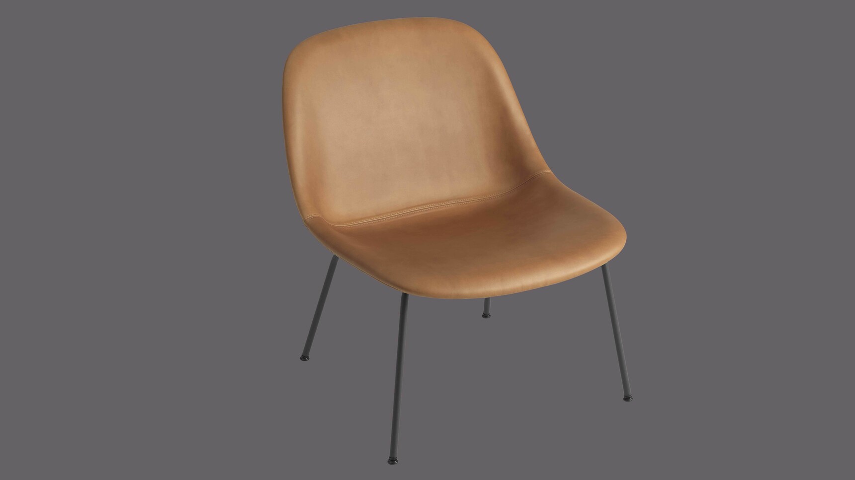 Muuto Fiber Lounge Tube Base Black Cognac Refine Family Image