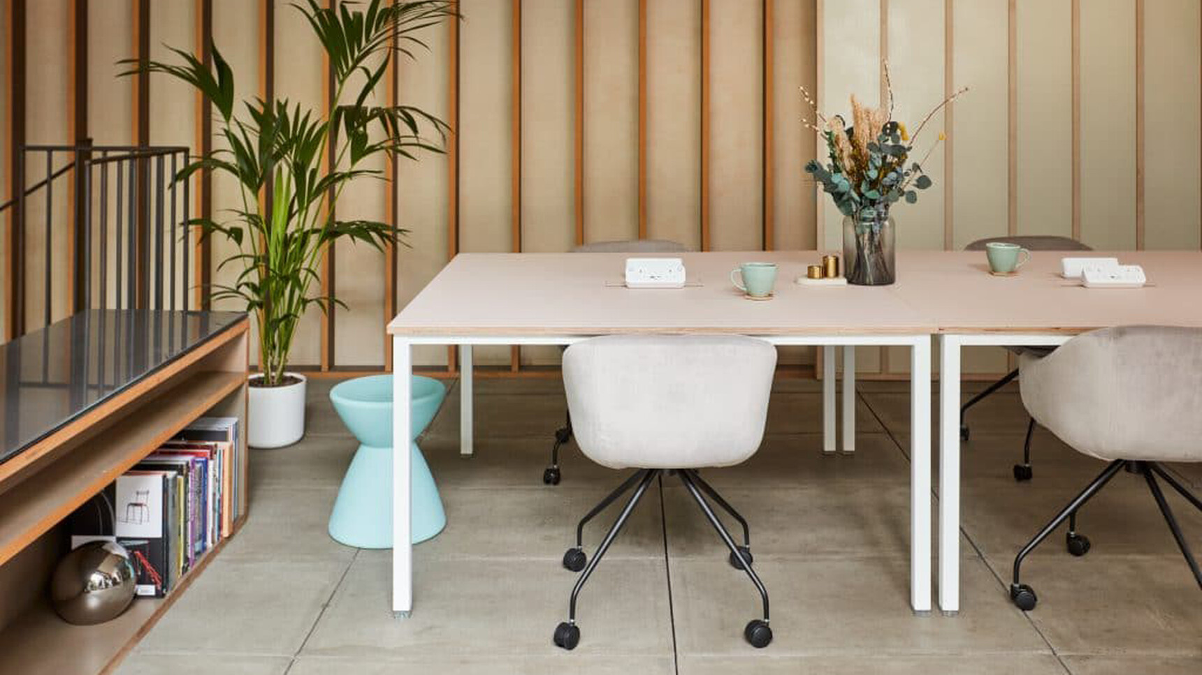 Workstories Co.Stories Bench Desk White Frame In Office Environment