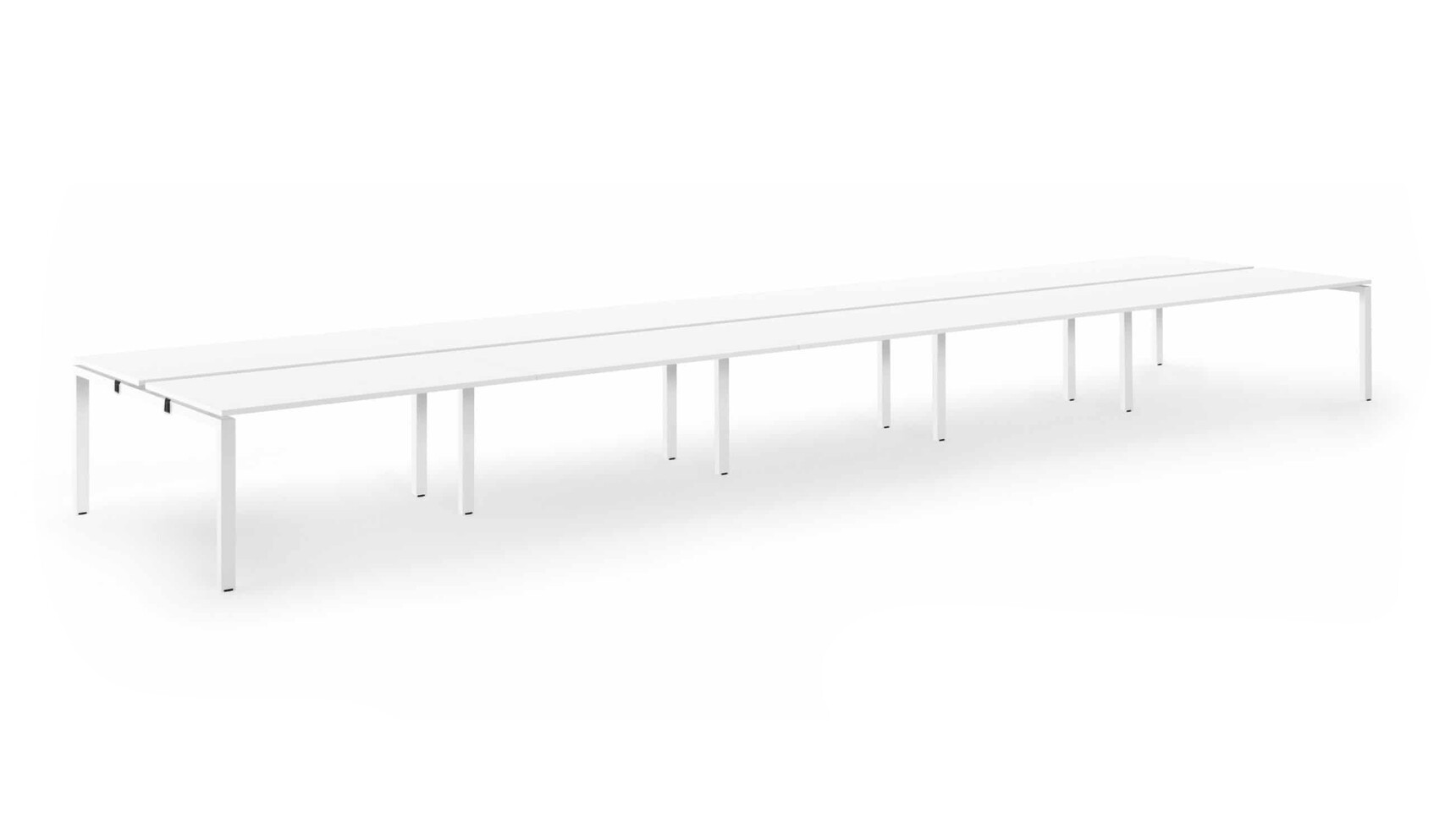 Workstories Rail Office Bench Desk Ten Person Desk White Finish Family Image