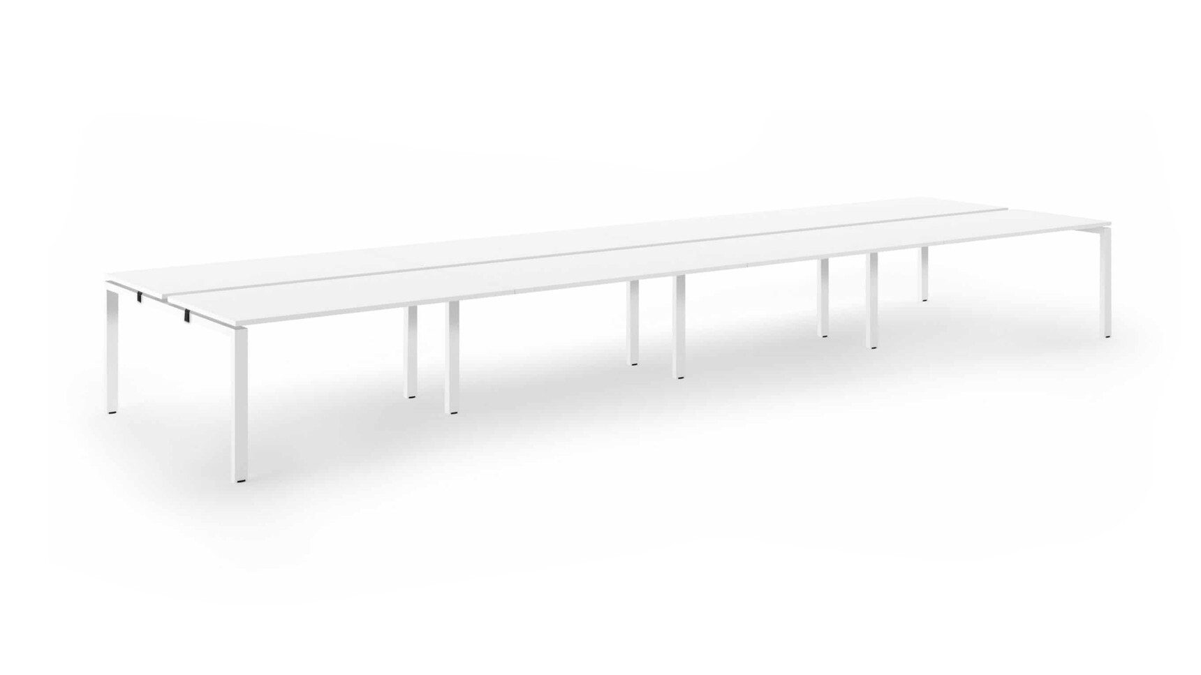 Workstories Rail Office Bench Desk Eight Person Desk White Finish Family Image
