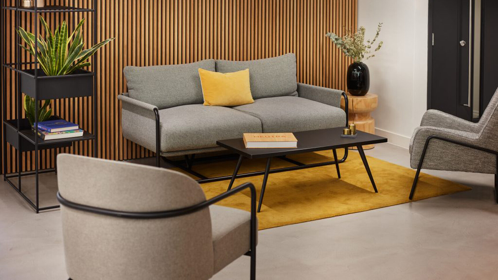 Workstories Air Rectangular Coffee Table Black Finish In Office Setting