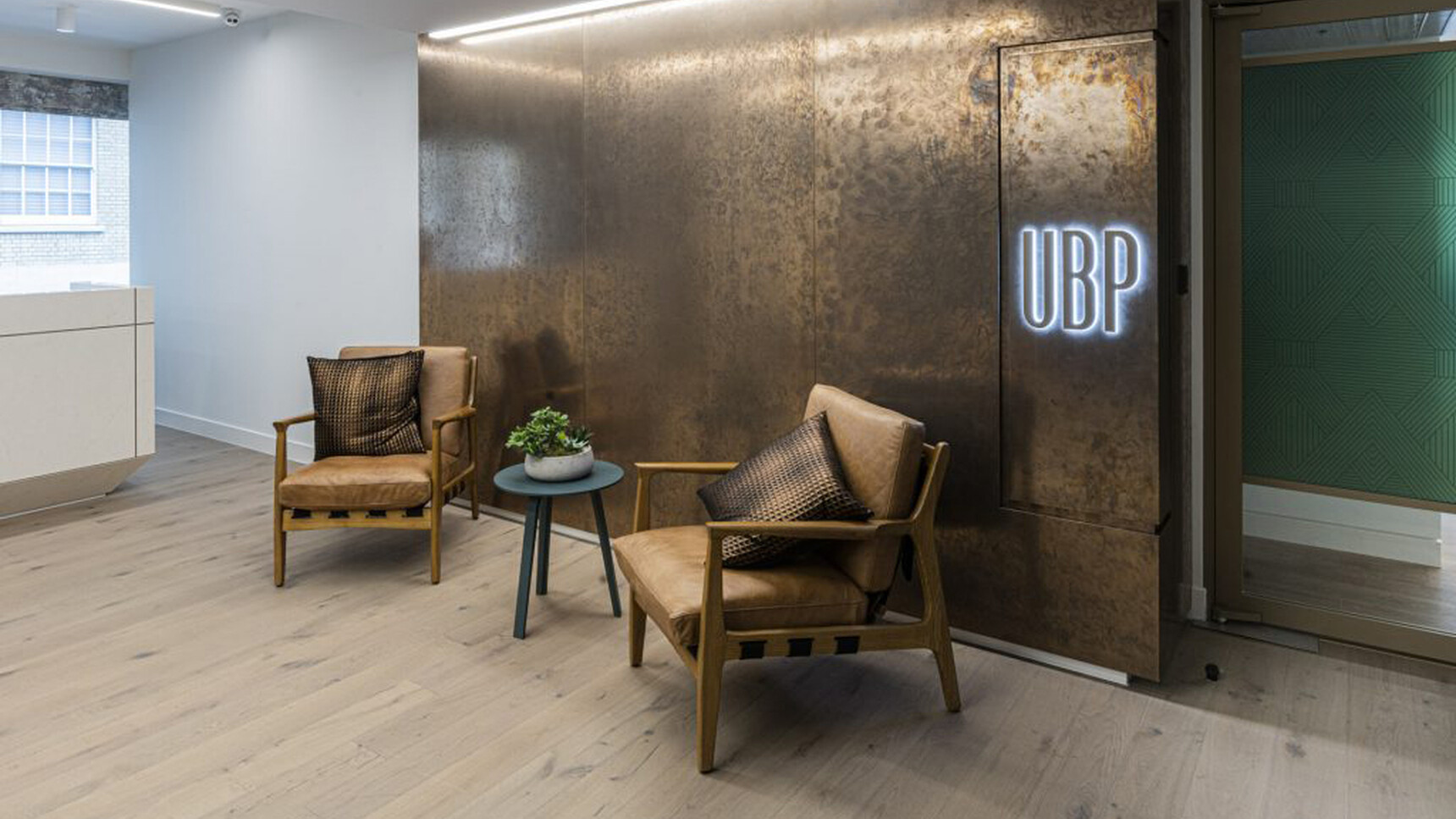 Workstories At Ease Armchair Light Brown Leather In Office Setting