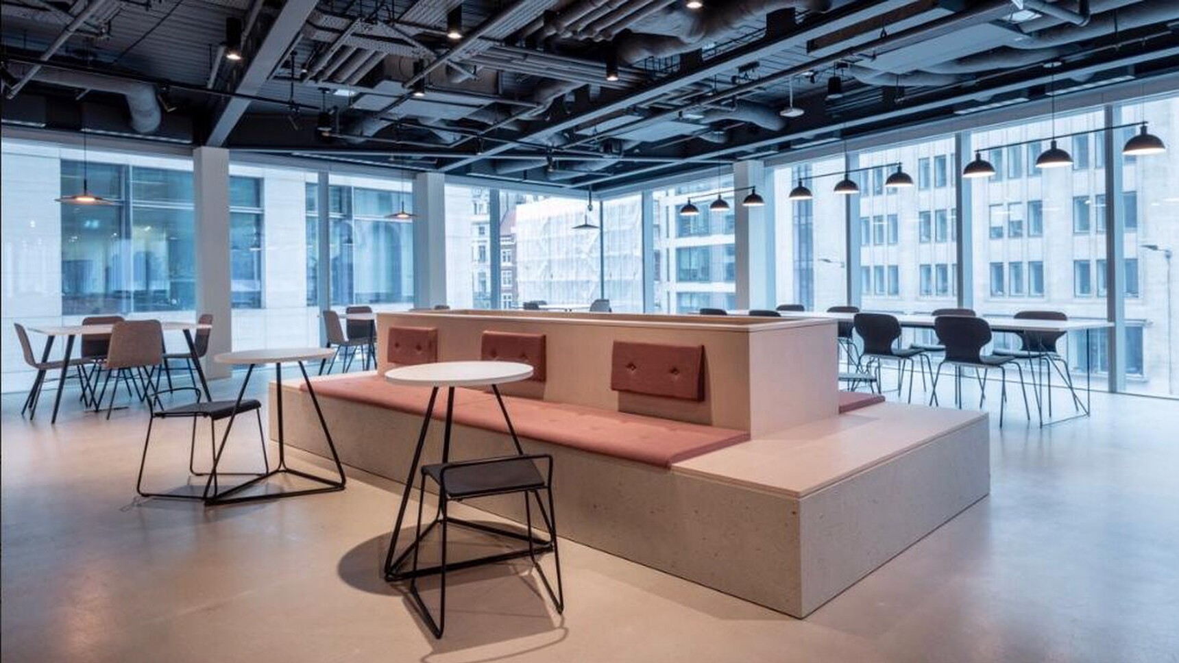 Workstories Transit Low Stools In Dining Area