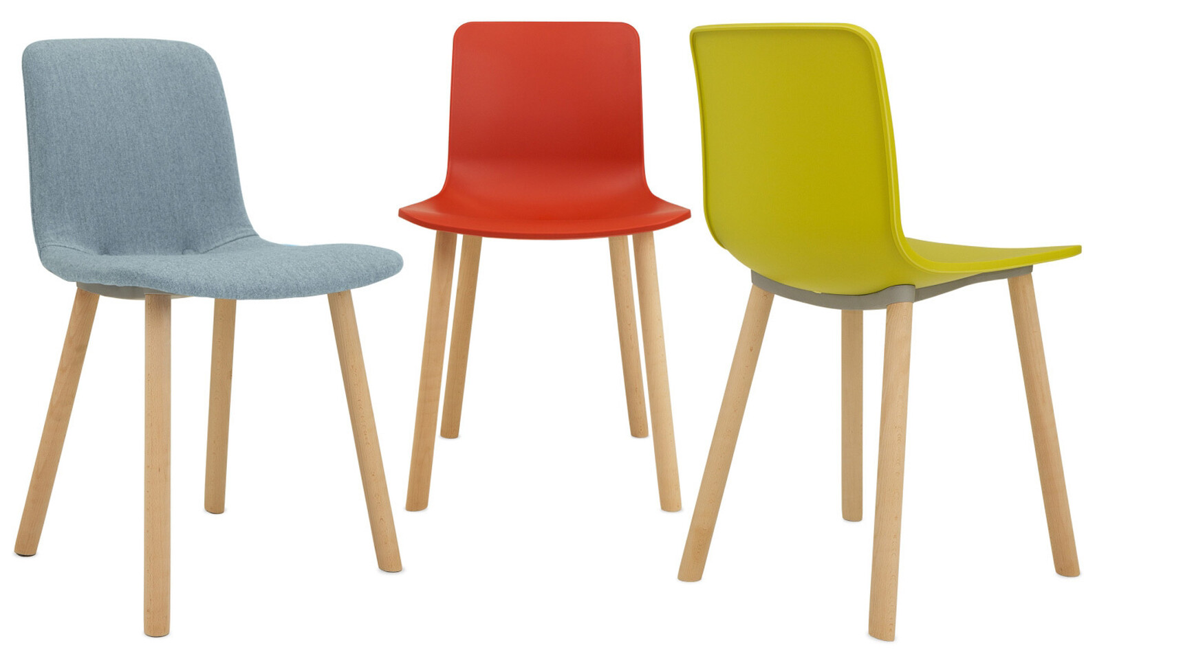 Three Elite Ben Chairs With Yellow And Red With Plastic Seats And Backrest With Ben Upholstered Chair With Blue Upholstery