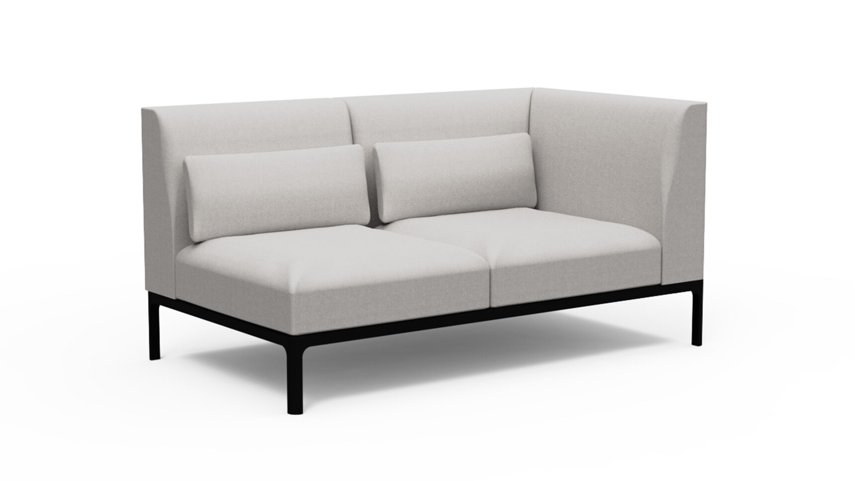 Workstories Profile Sofa 2 Seater Chaise Lounge Grey Fabric Black Base Family Image