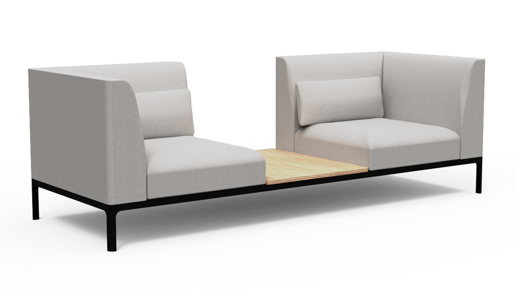 Workstories Profile Sofa 3 Seater With Center Table Light Grey Family Image