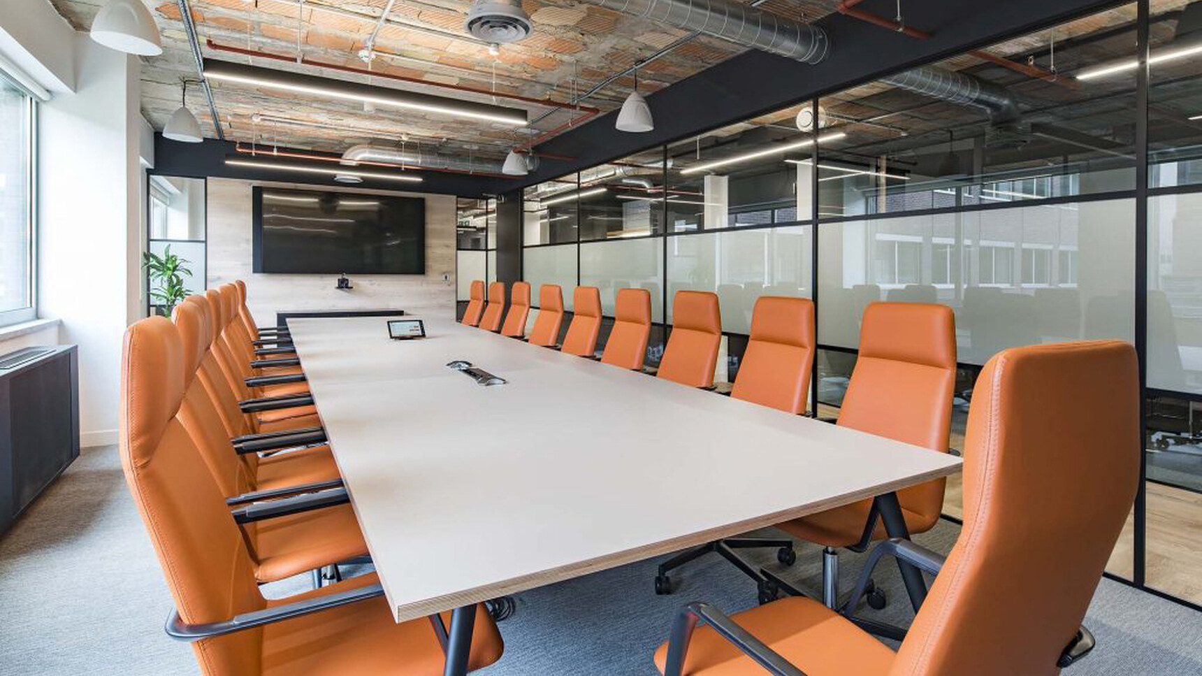 Workstories Air Meeting Table Multi Top White Finish Black Base In Office Setting