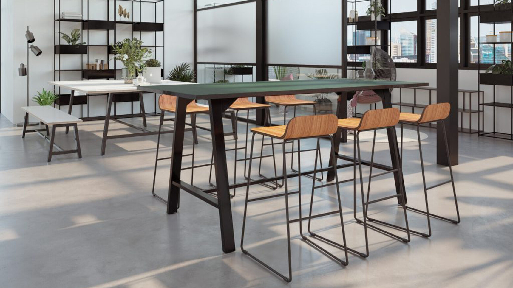 Workstories Draft Poseur Single Top Black Finish In Office Setting