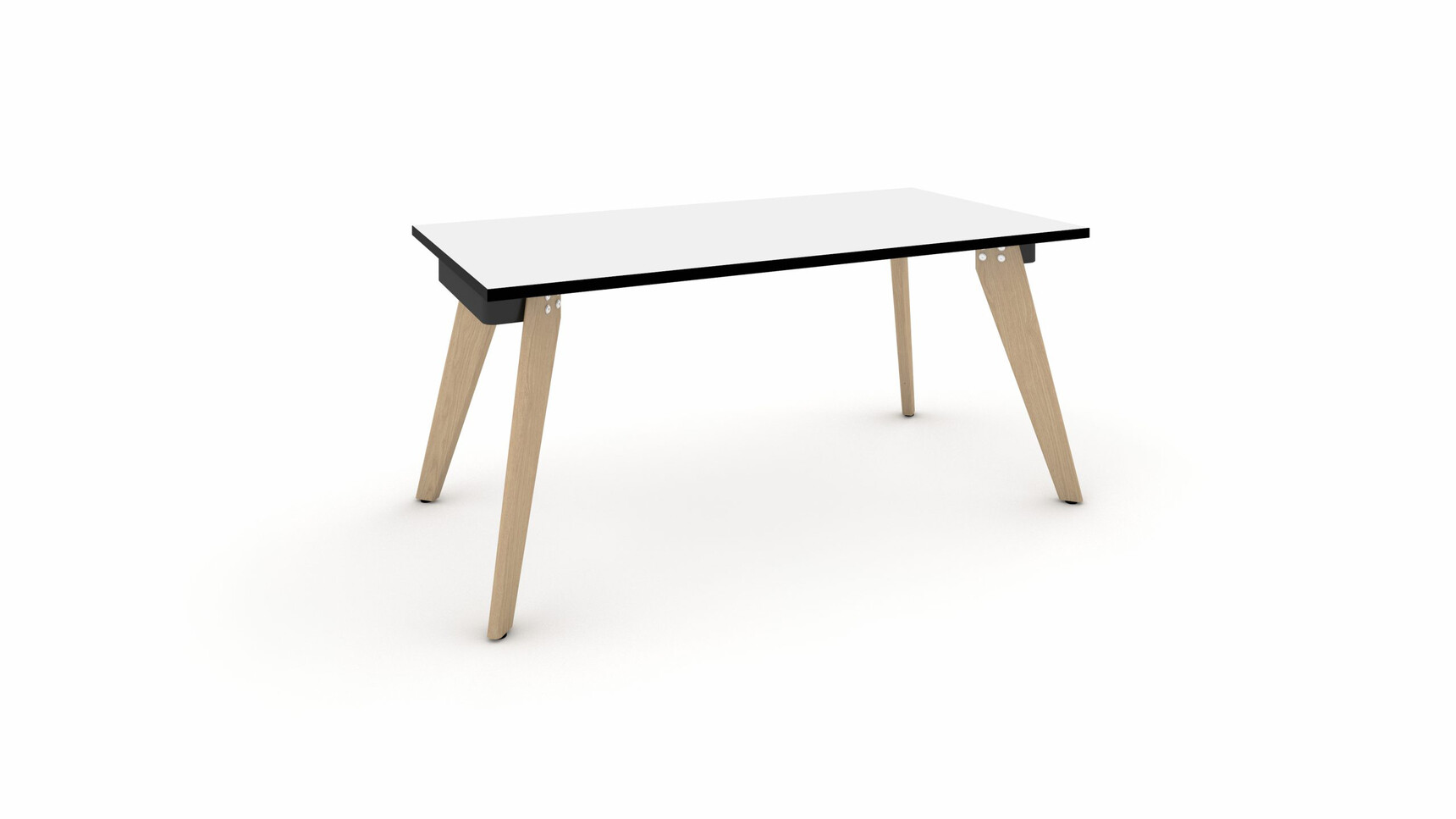 Workstories Hub Desk 1 Person White Top With Black Edge Family Image