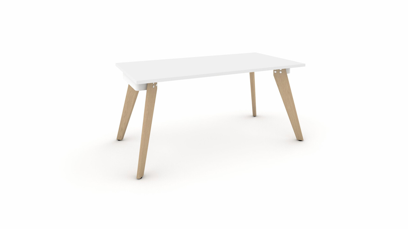 Workstories Hub Desk 1 Person White Top Oak Legs Family Image