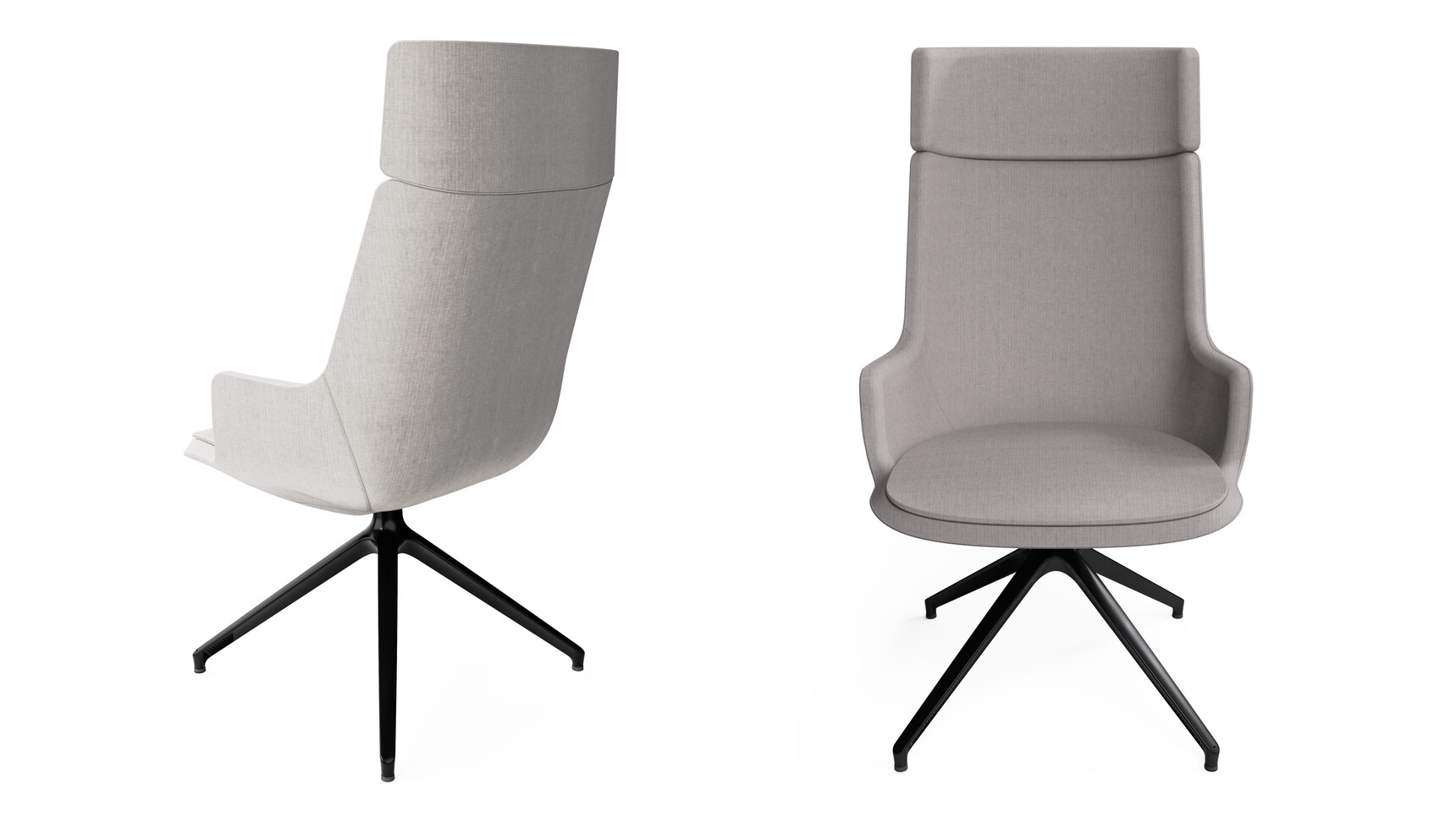 Workstories Contour Chair High 4 Star Pyramidal Castor Black Base Front Family Image