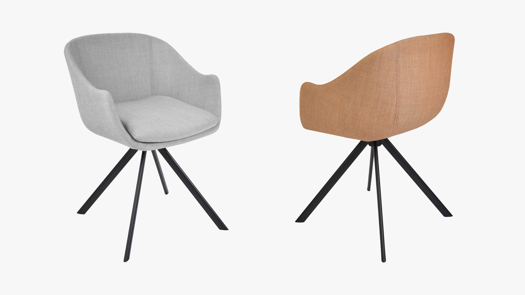 Workstories Noir Tub Executive Meeting Chair 4-Star Fixed Base On White Background