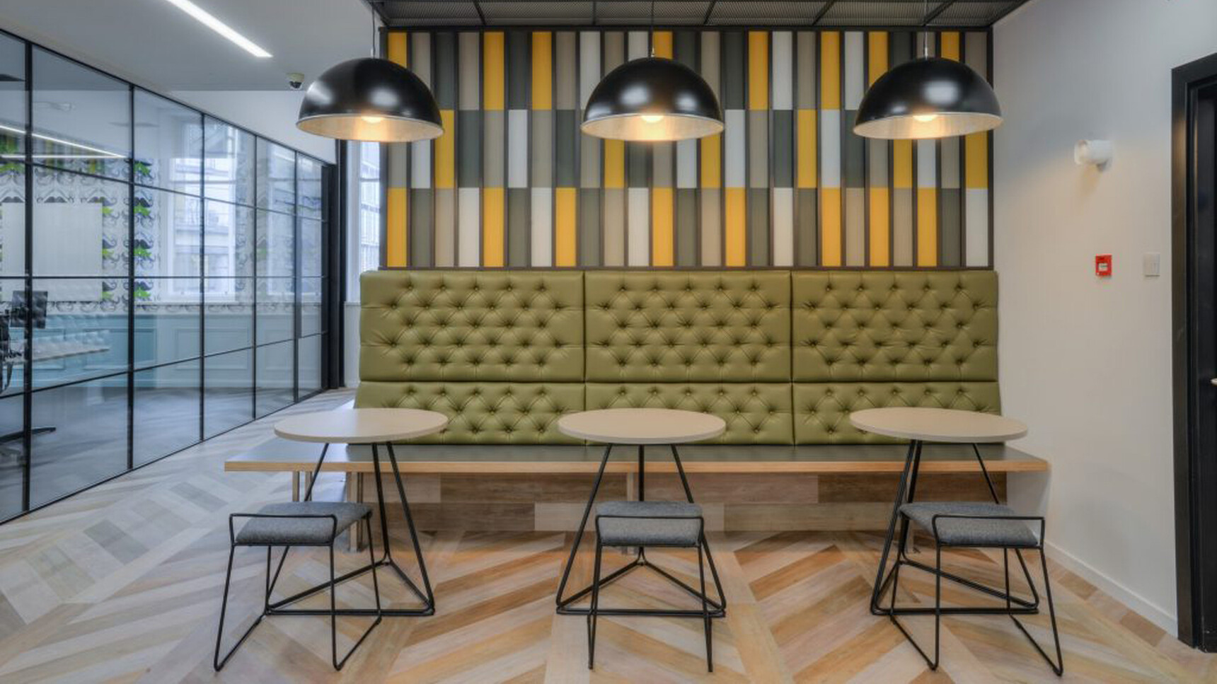 Workstories Transit Upholstered Low Stool Grey Upholstery In Office Setting