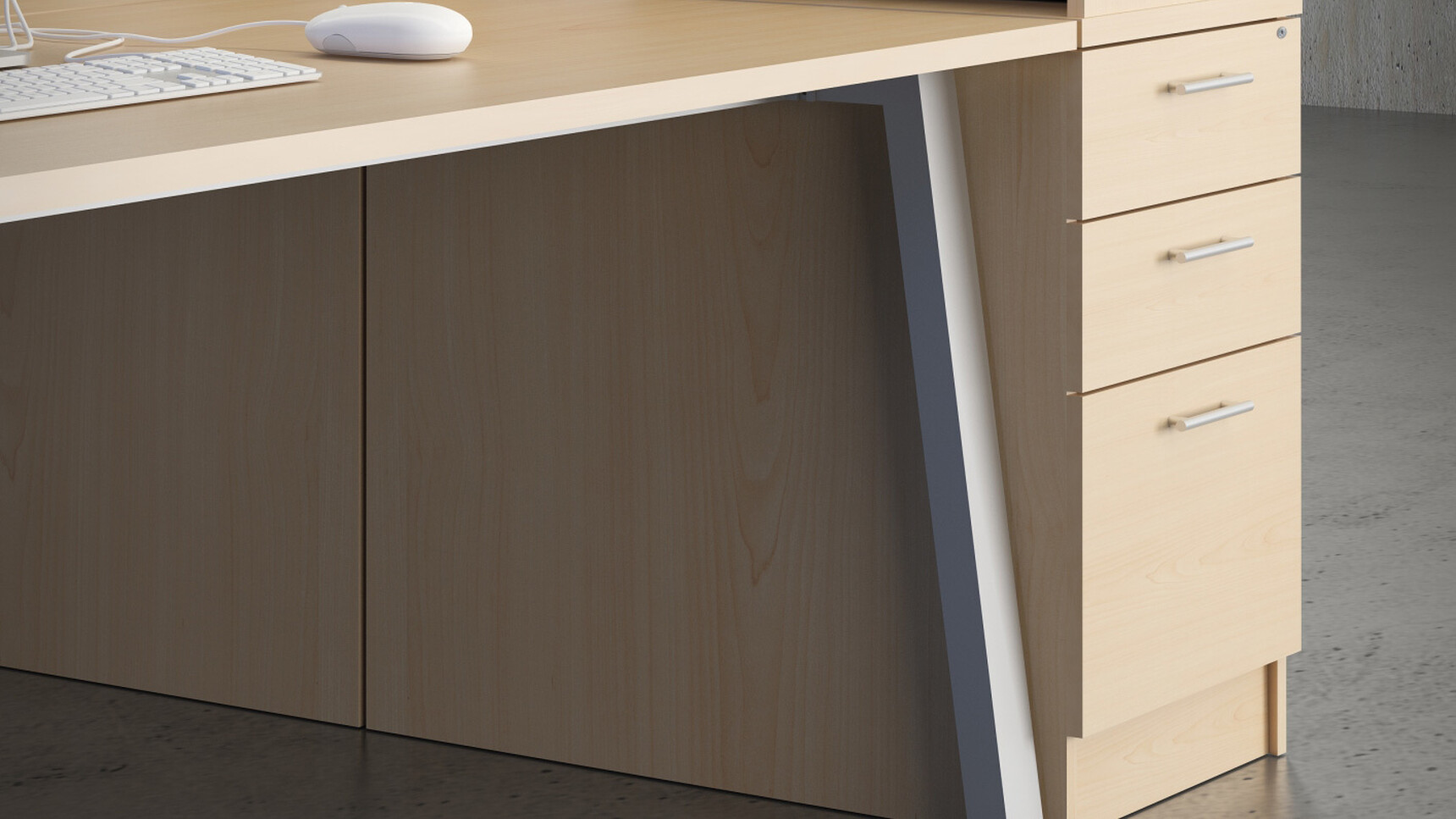 Elite Three Standard Drawer Desk High Pedestal With MFC Wood Finish With Elite Desk With Wood Finish