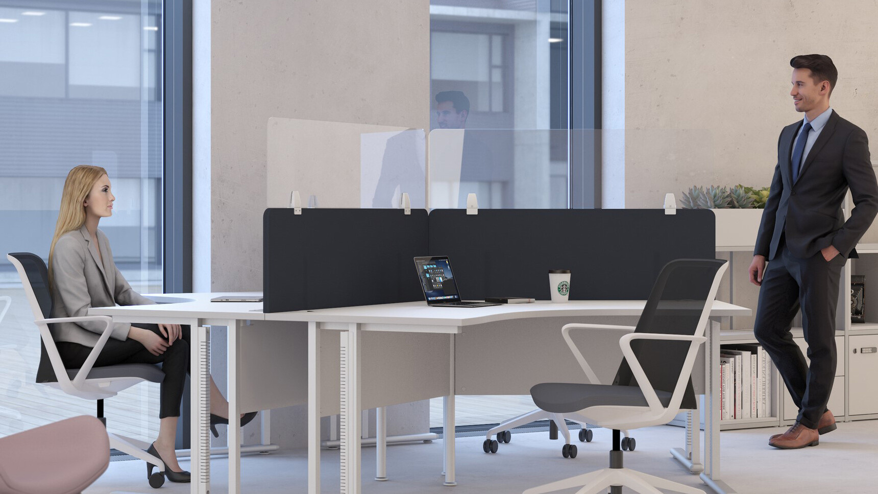 Two Elite Office Furniture Breeze Mesh Back Office Chairs In Office Environment