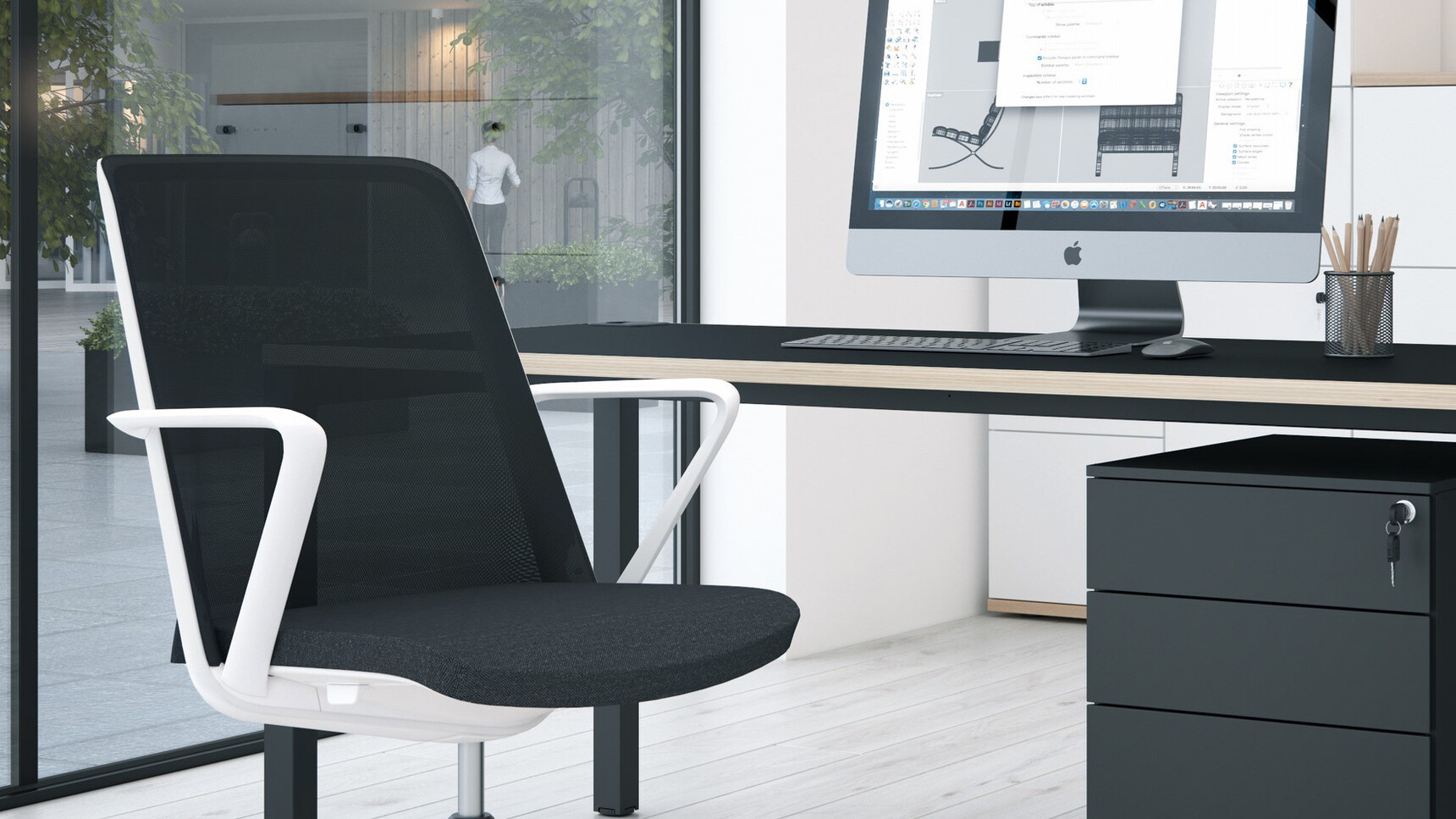 Elite Office Furniture Breeze Mesh Back Office Chair Grey Frame Detail Image