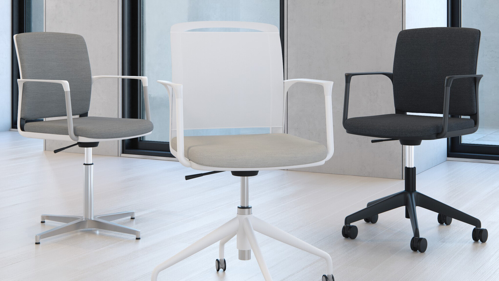 Elite Office Furniture Infinity Meeting Chairs Upholstered Back Seats Showing All Bases