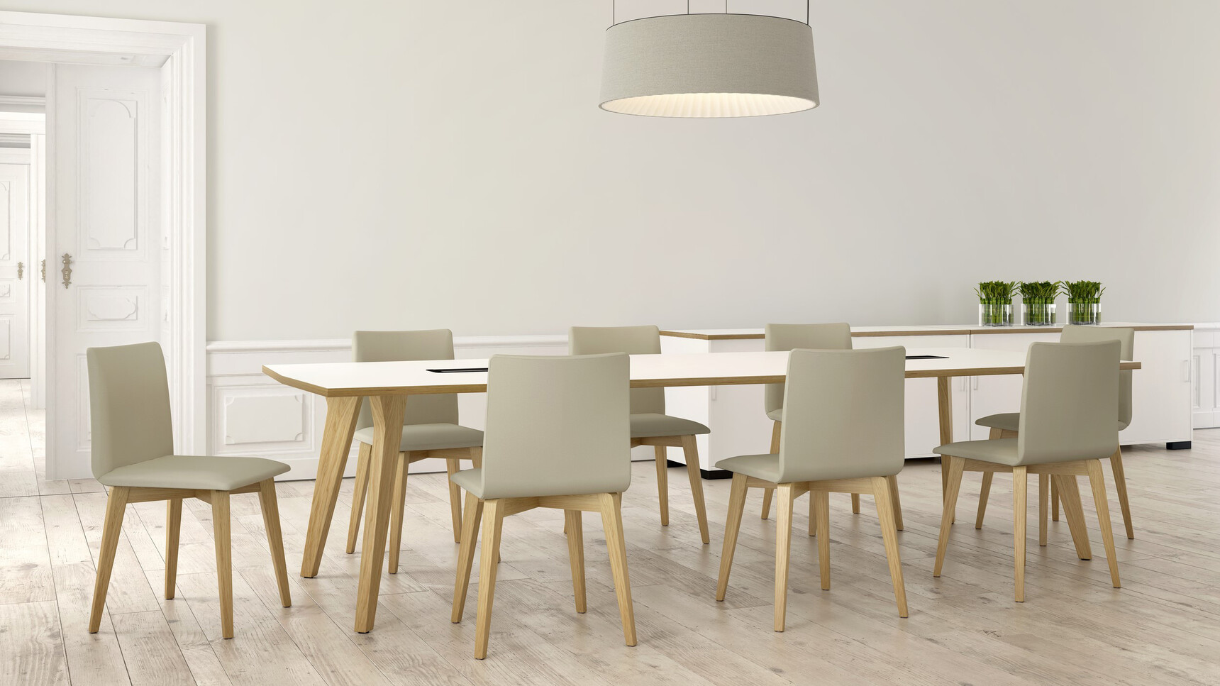 Elite Office Furniture Multiply Wood Meeting Chairs With Four Leg Base Closed Back Family Image